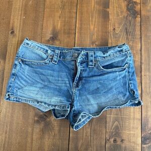 VS Low 5 Flap Medium Wash Low Rise Denim Jean Shorts